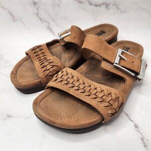 Earth Etemani Brown Leather Slides Sandals Slip-On Walking Shoes Women's 8